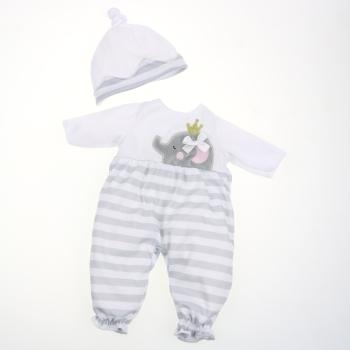 JC Toys/Berenguer - Berenguer Boutique - Gray Striped Long Onesie - Outfit